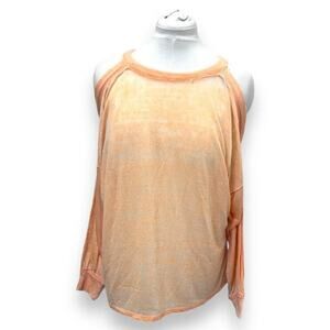We the Free People Tangerine Chill Out Oversized Cold Shoulder Burnout Top S